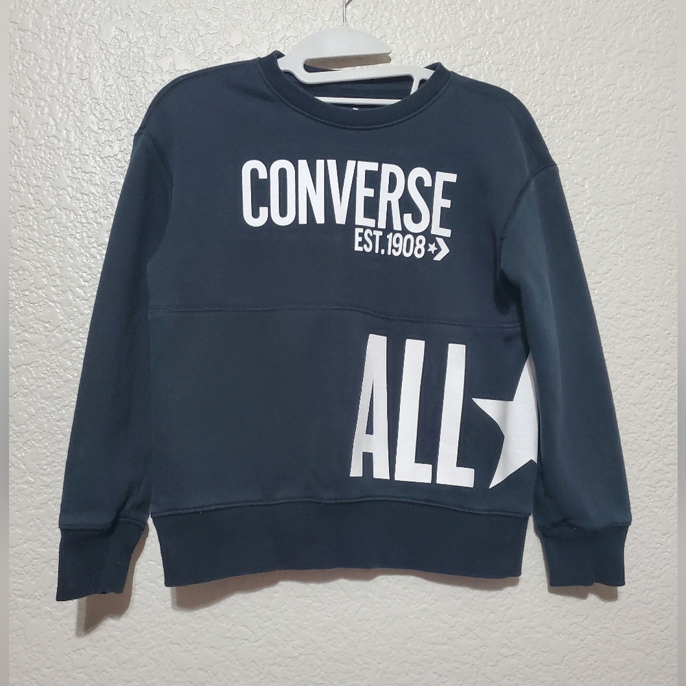 Converse All Star Black Long Sleeve Crew Neck Sweatshirt Kids Boys Size Small